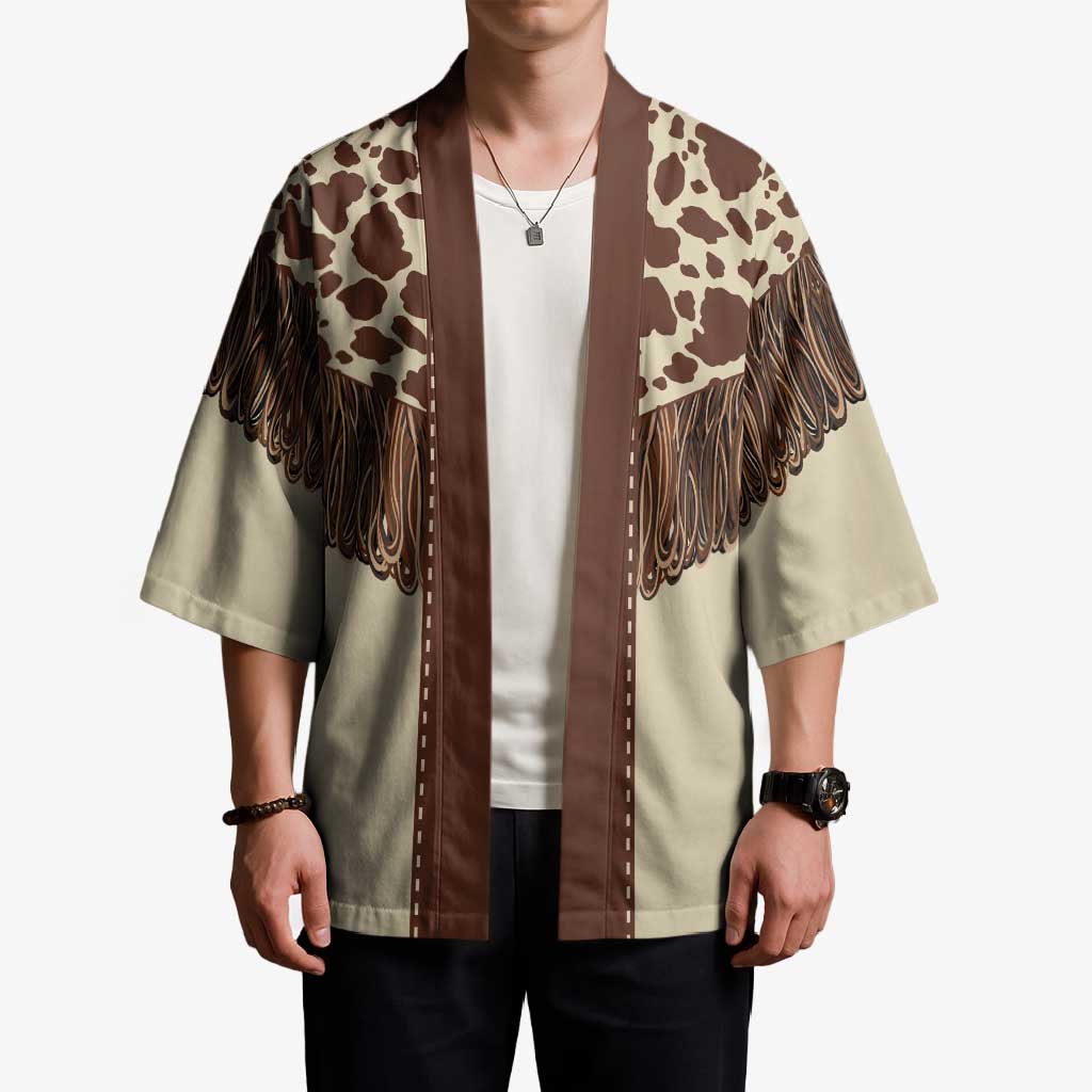 Vintage Western Cow Yoke Shirt Fringe Style Kimono - Wonder Print Shop