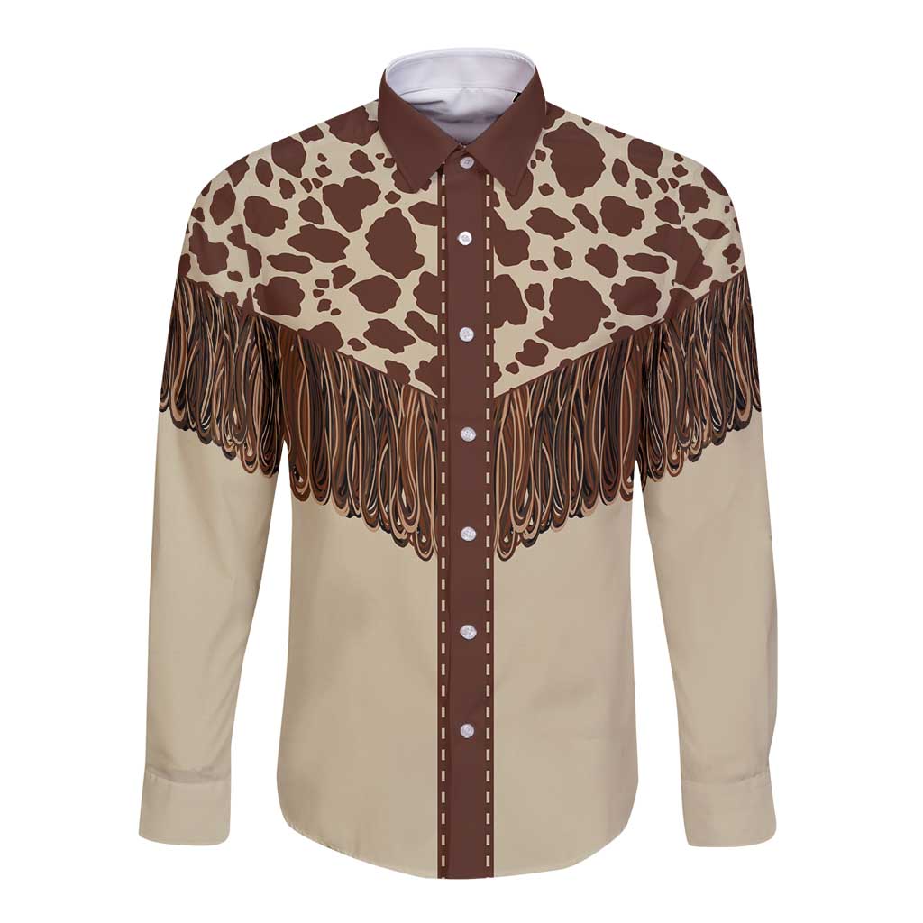 Vintage Western Cow Yoke Shirt Fringe Style Long Sleeve Button Shirt - Wonder Print Shop