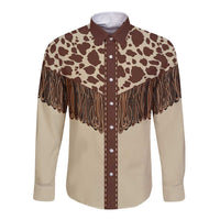 Vintage Western Cow Yoke Shirt Fringe Style Long Sleeve Button Shirt - Wonder Print Shop