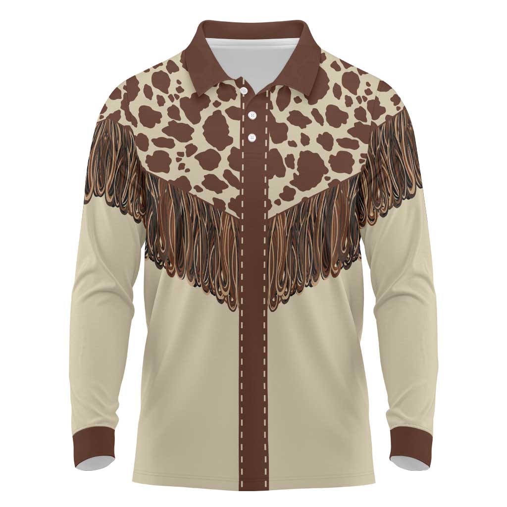 Vintage Western Cow Yoke Shirt Fringe Style Long Sleeve Polo Shirt - Wonder Print Shop