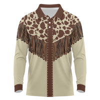 Vintage Western Cow Yoke Shirt Fringe Style Long Sleeve Polo Shirt - Wonder Print Shop