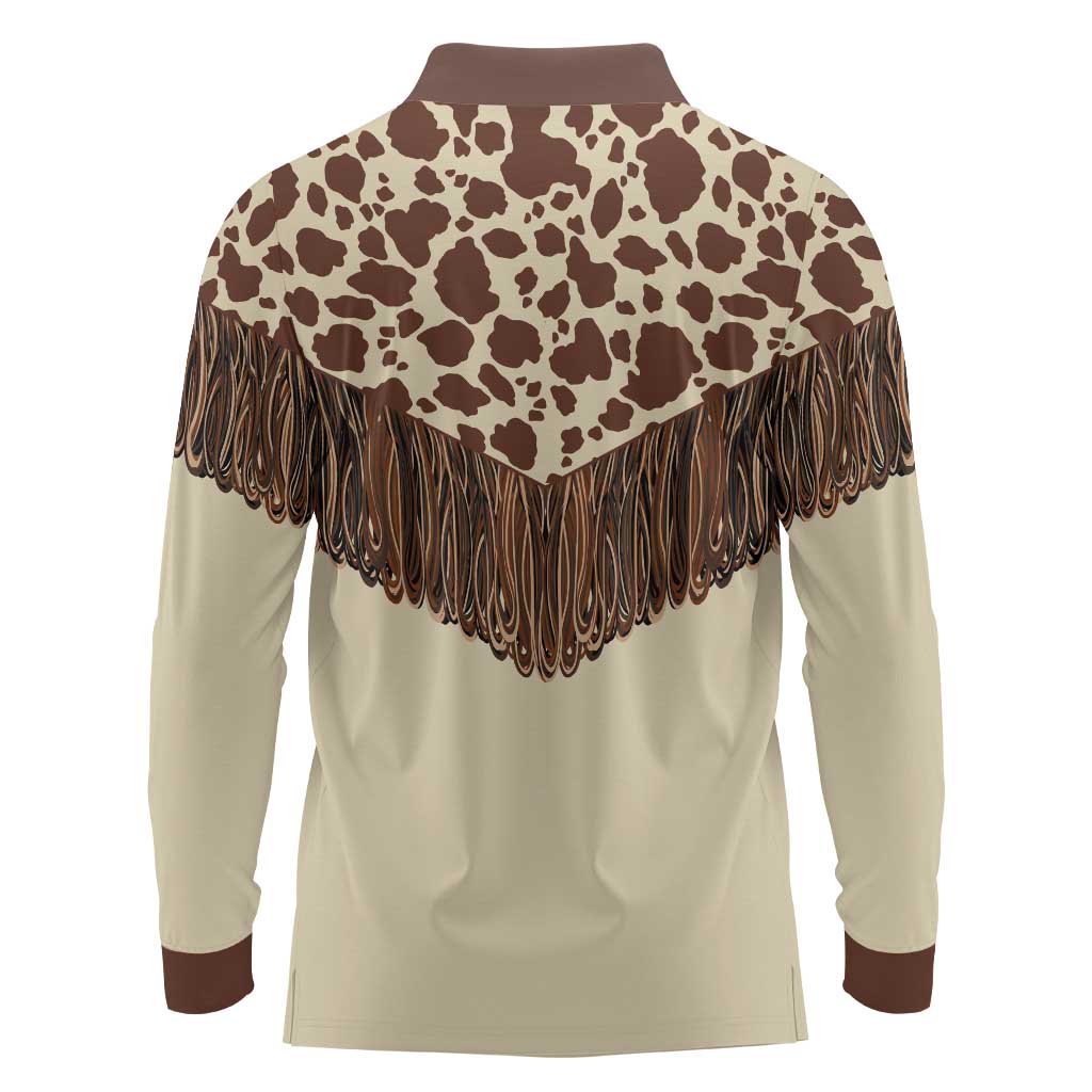 Vintage Western Cow Yoke Shirt Fringe Style Long Sleeve Polo Shirt - Wonder Print Shop