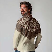 Vintage Western Cow Yoke Shirt Fringe Style Long Sleeve Polo Shirt - Wonder Print Shop