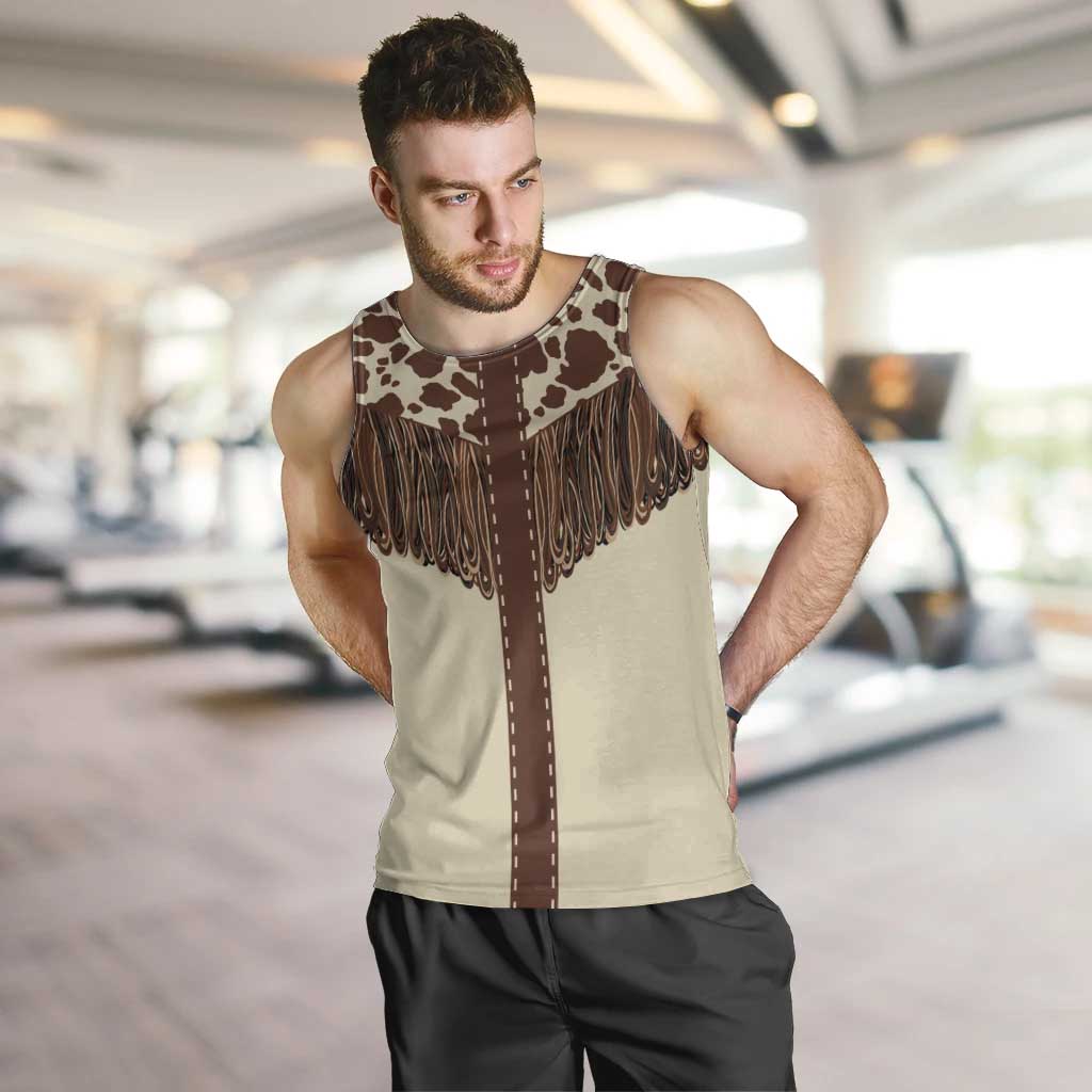 Vintage Western Cow Yoke Shirt Fringe Style Men Tank Top - Wonder Print Shop