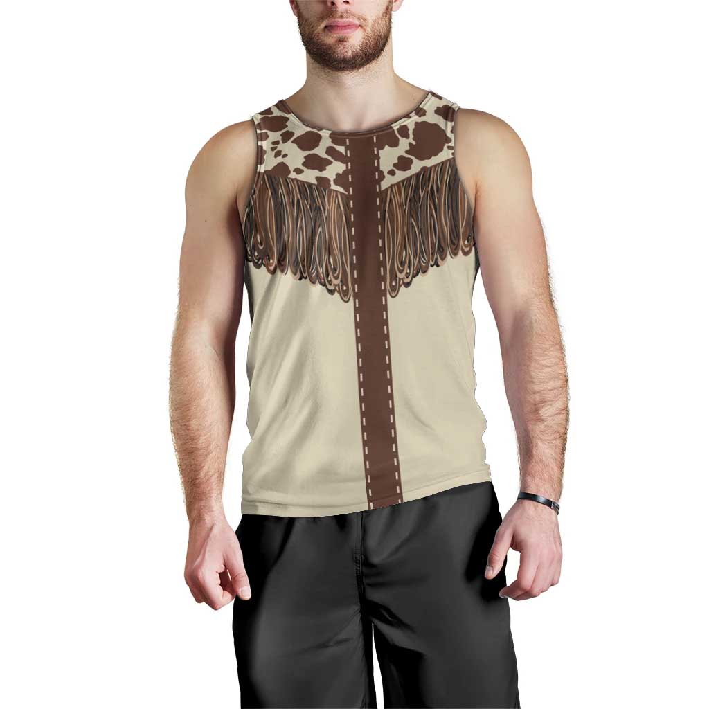 Vintage Western Cow Yoke Shirt Fringe Style Men Tank Top - Wonder Print Shop