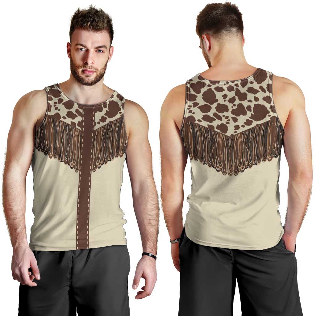Vintage Western Cow Yoke Shirt Fringe Style Men Tank Top - Wonder Print Shop