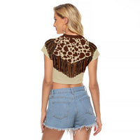 Vintage Western Cow Yoke Shirt Fringe Style Raglan Cropped T Shirt - Wonder Print Shop