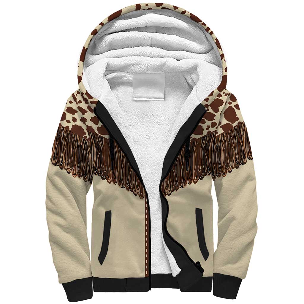 Vintage Western Cow Yoke Shirt Fringe Style Sherpa Hoodie - Wonder Print Shop