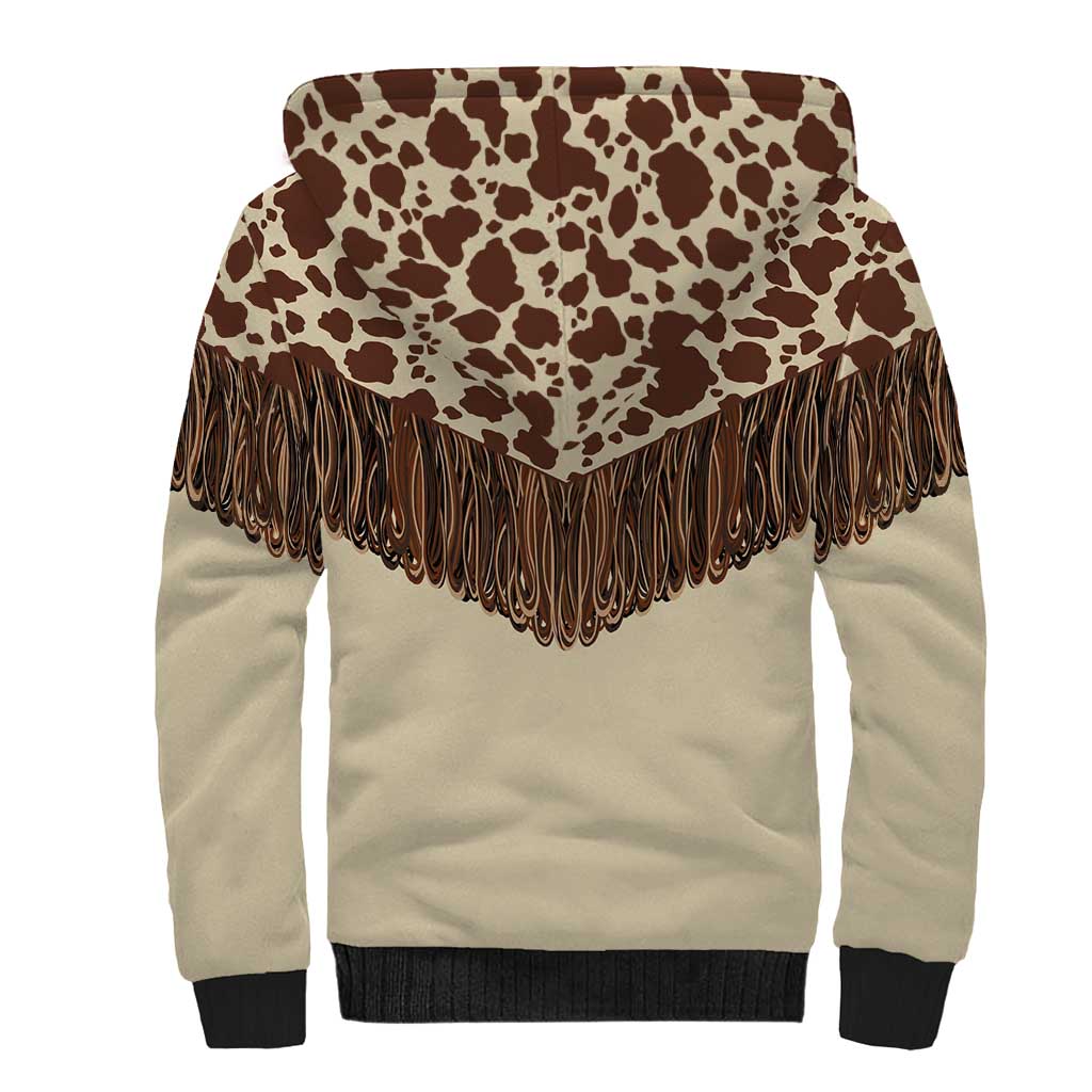 Vintage Western Cow Yoke Shirt Fringe Style Sherpa Hoodie - Wonder Print Shop