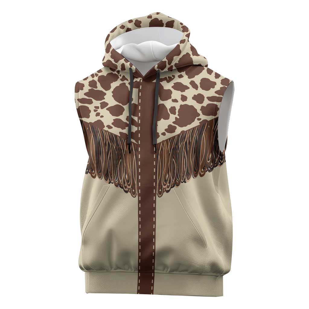 Vintage Western Cow Yoke Shirt Fringe Style Sleeveless Hoodie - Wonder Print Shop