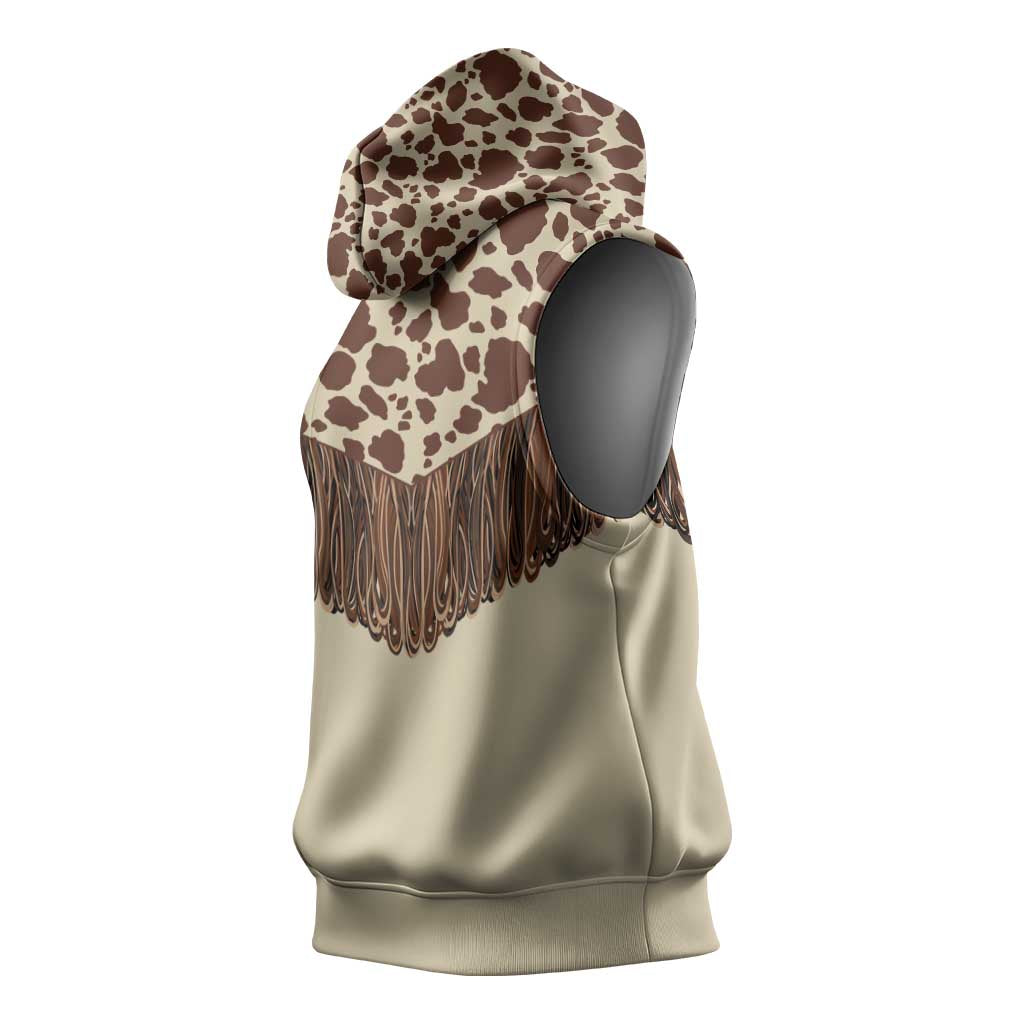 Vintage Western Cow Yoke Shirt Fringe Style Sleeveless Hoodie - Wonder Print Shop