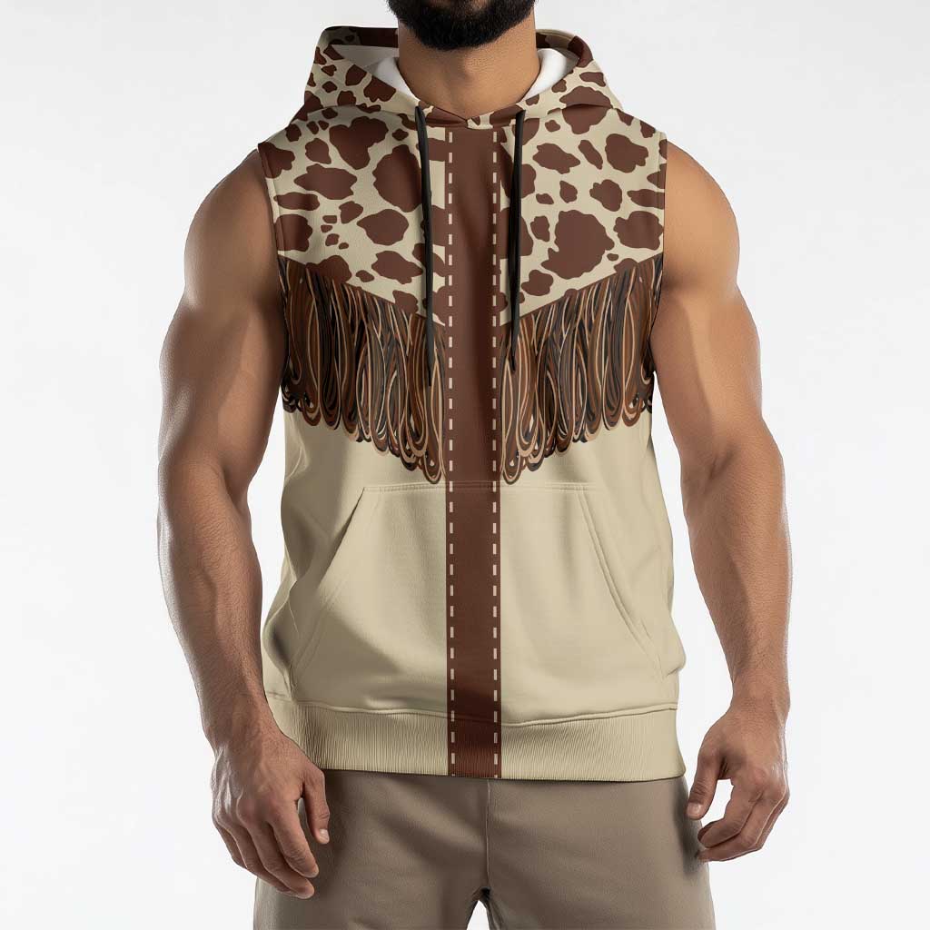 Vintage Western Cow Yoke Shirt Fringe Style Sleeveless Hoodie - Wonder Print Shop