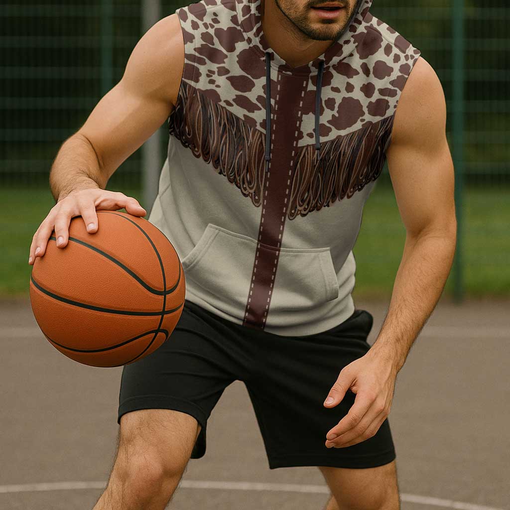 Vintage Western Cow Yoke Shirt Fringe Style Sleeveless Hoodie - Wonder Print Shop