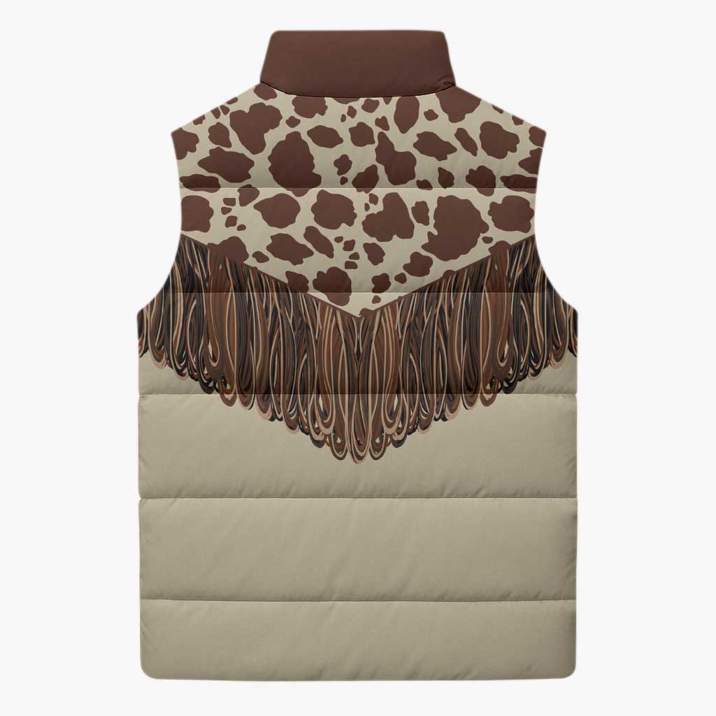 Vintage Western Cow Yoke Shirt Fringe Style Sleeveless Puffer Jacket - Wonder Print Shop