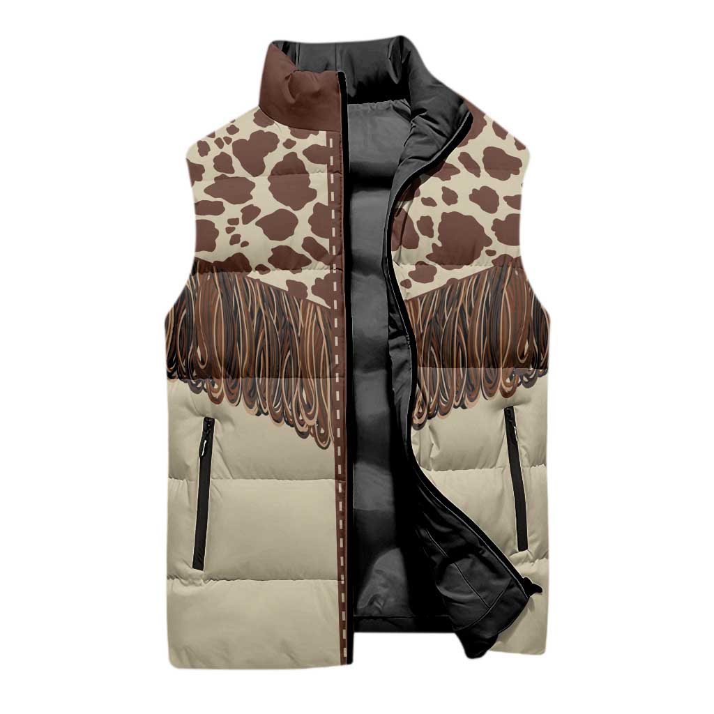 Vintage Western Cow Yoke Shirt Fringe Style Sleeveless Puffer Jacket - Wonder Print Shop