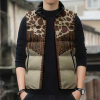 Vintage Western Cow Yoke Shirt Fringe Style Sleeveless Puffer Jacket - Wonder Print Shop