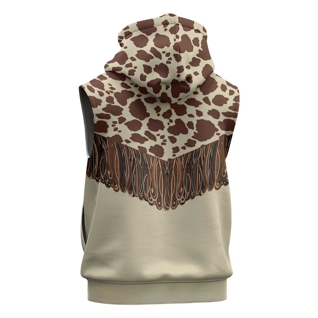 Vintage Western Cow Yoke Shirt Fringe Style Sleeveless Zip Hoodie - Wonder Print Shop