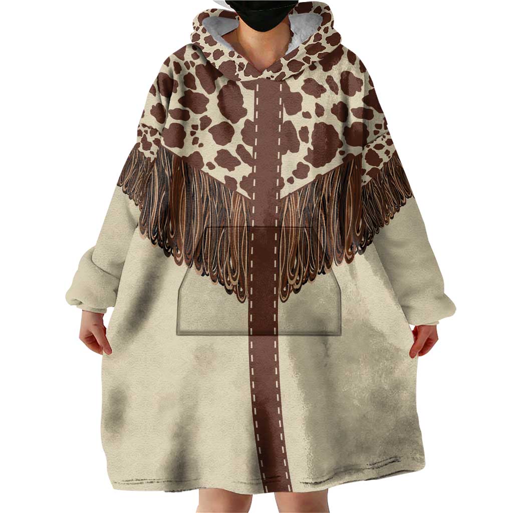 Vintage Western Cow Yoke Shirt Fringe Style Wearable Blanket Hoodie - Wonder Print Shop
