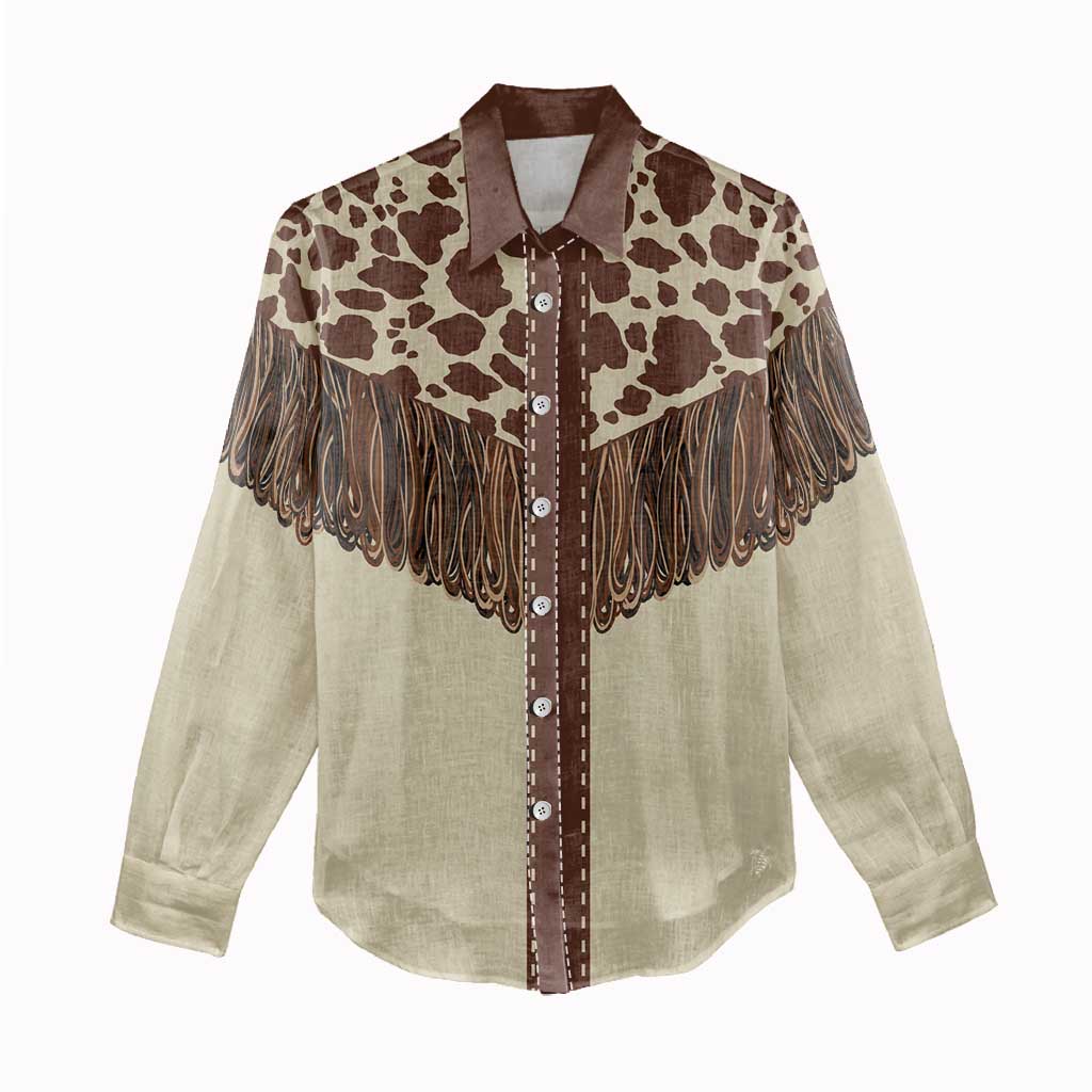 Vintage Western Cow Yoke Shirt Fringe Style Women Casual Shirt - Wonder Print Shop