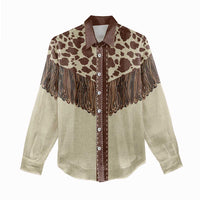 Vintage Western Cow Yoke Shirt Fringe Style Women Casual Shirt - Wonder Print Shop