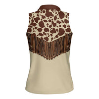 Vintage Western Cow Yoke Shirt Fringe Style Women Sleeveless Polo Shirt - Wonder Print Shop