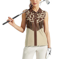Vintage Western Cow Yoke Shirt Fringe Style Women Sleeveless Polo Shirt - Wonder Print Shop