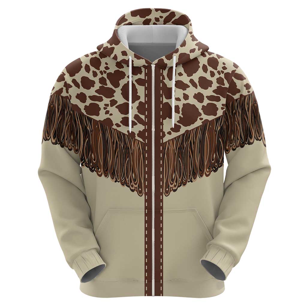 Vintage Western Cow Yoke Shirt Fringe Style Zip Hoodie - Wonder Print Shop