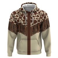 Vintage Western Cow Yoke Shirt Fringe Style Zip Hoodie - Wonder Print Shop
