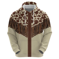 Vintage Western Cow Yoke Shirt Fringe Style Zip Hoodie - Wonder Print Shop