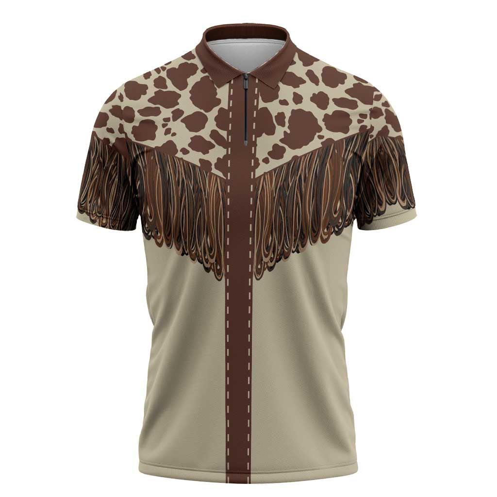 Vintage Western Cow Yoke Shirt Fringe Style Zipper Polo Shirt - Wonder Print Shop