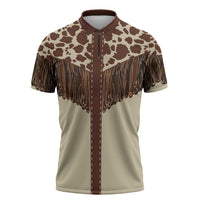 Vintage Western Cow Yoke Shirt Fringe Style Zipper Polo Shirt - Wonder Print Shop