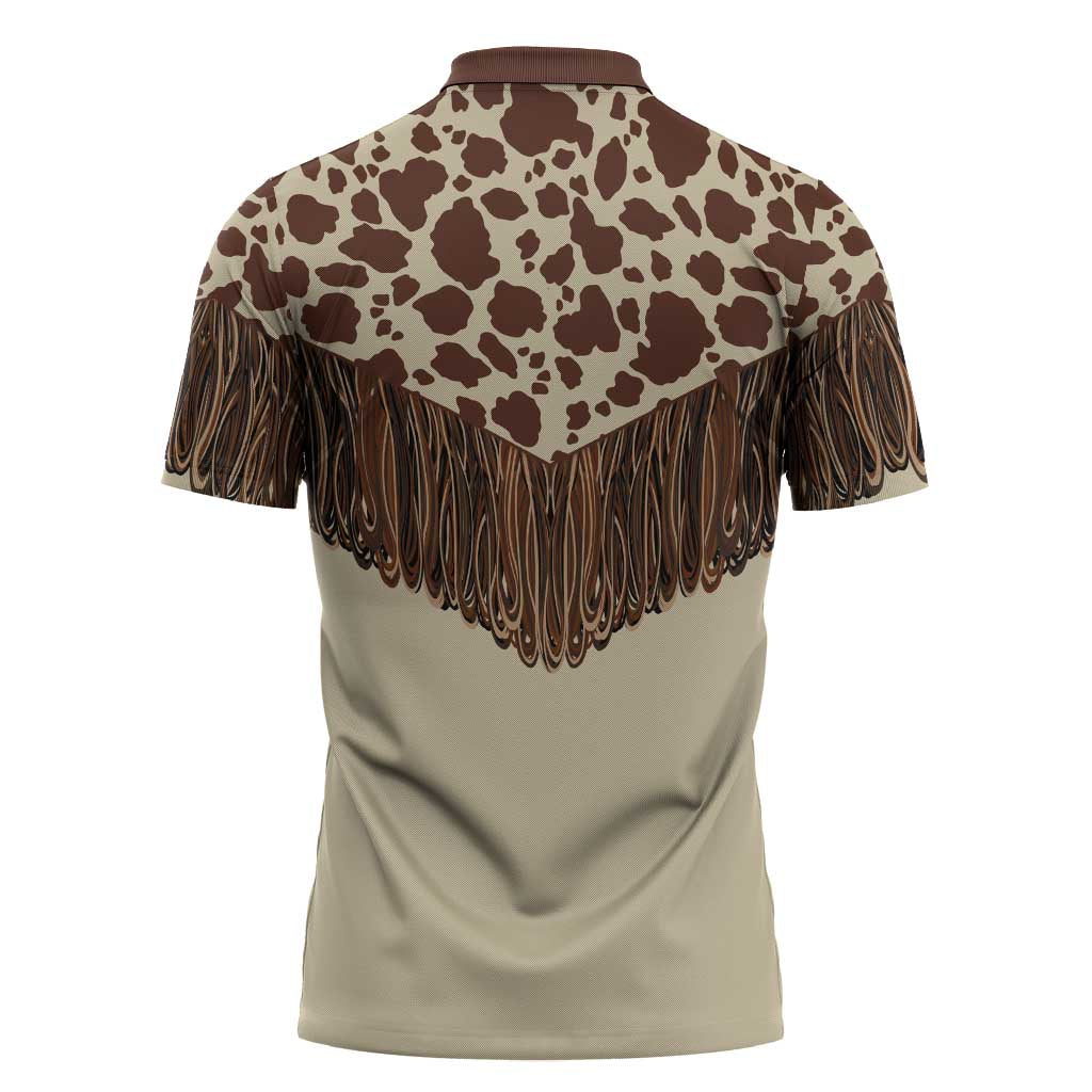 Vintage Western Cow Yoke Shirt Fringe Style Zipper Polo Shirt - Wonder Print Shop