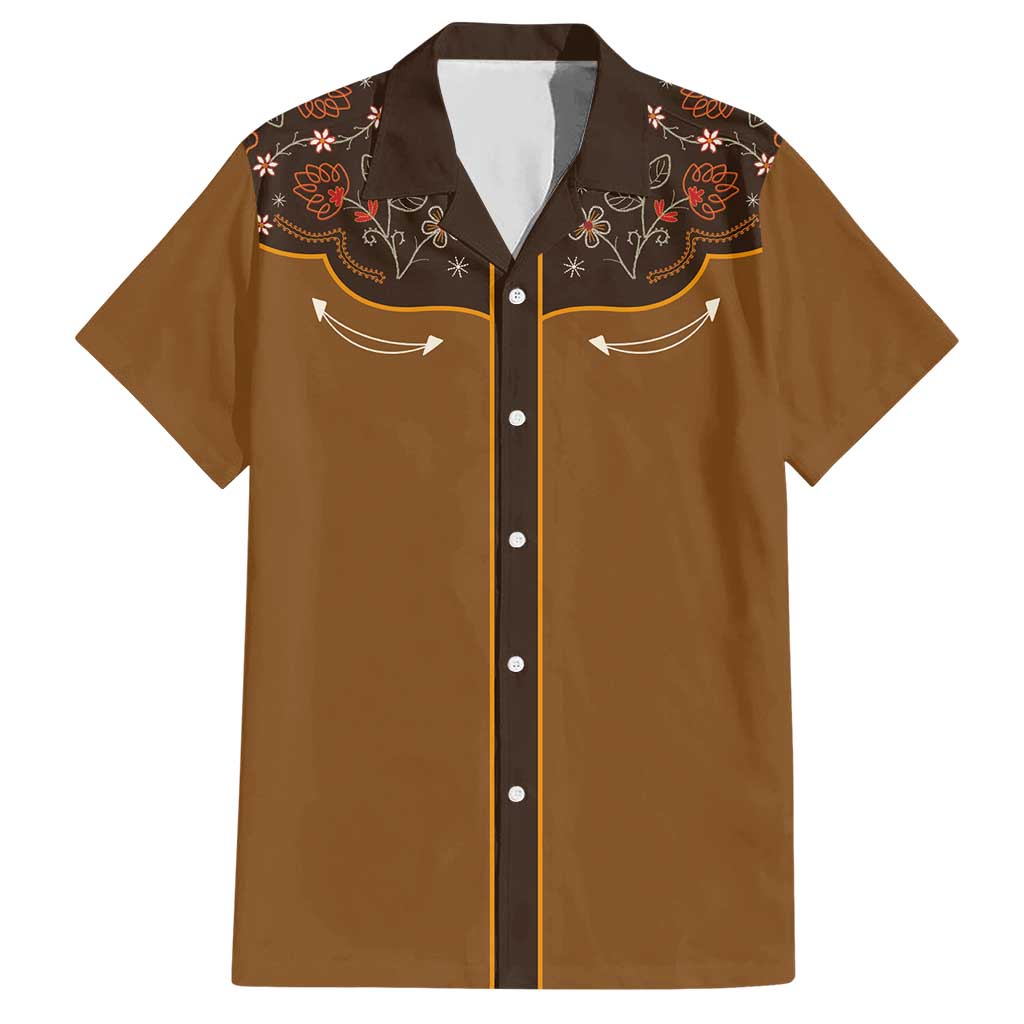 Vintage Western Flowers Yoke Shirt Style Hawaiian Shirt Brown Color - Wonder Print Shop