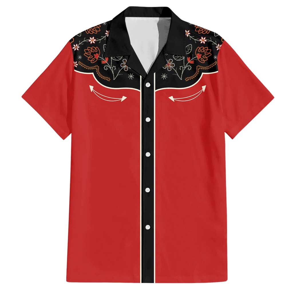 Vintage Western Flowers Yoke Shirt Style Hawaiian Shirt Red Color - Wonder Print Shop