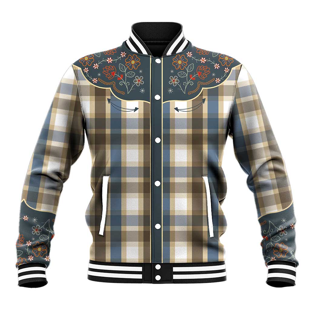 Vintage Western Flowers Yoke Shirt Style Baseball Jacket Gingham - Wonder Print Shop