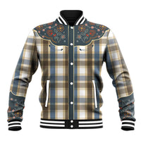 Vintage Western Flowers Yoke Shirt Style Baseball Jacket Gingham - Wonder Print Shop
