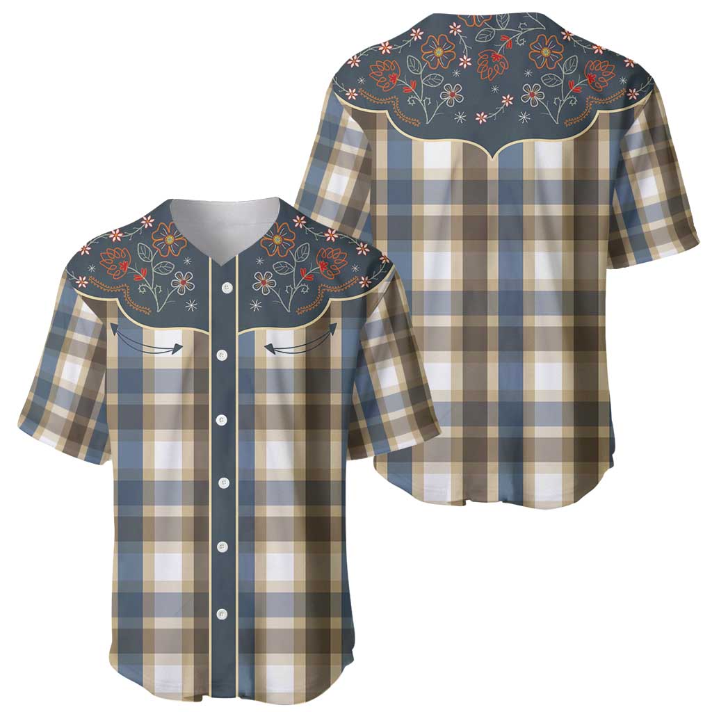 Vintage Western Flowers Yoke Shirt Style Baseball Jersey Gingham - Wonder Print Shop