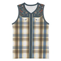 Vintage Western Flowers Yoke Shirt Style Basketball Jersey Gingham - Wonder Print Shop