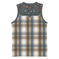 Vintage Western Flowers Yoke Shirt Style Basketball Jersey Gingham - Wonder Print Shop