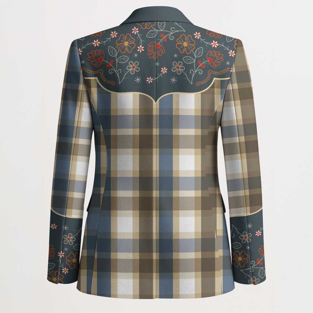 Vintage Western Flowers Yoke Shirt Style Blazer Gingham - Wonder Print Shop