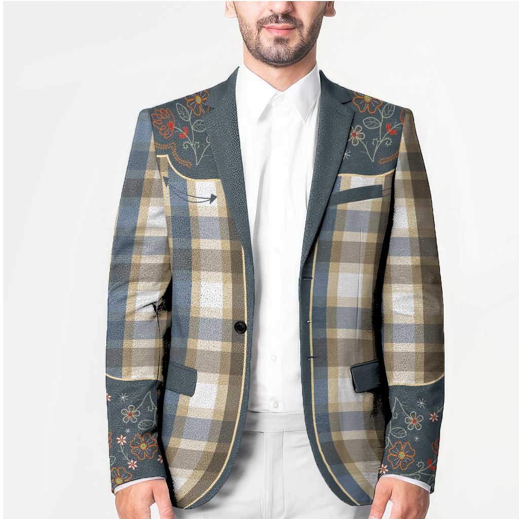 Vintage Western Flowers Yoke Shirt Style Blazer Gingham - Wonder Print Shop