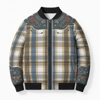 Vintage Western Flowers Yoke Shirt Style Bomber Puffer Jacket Gingham - Wonder Print Shop