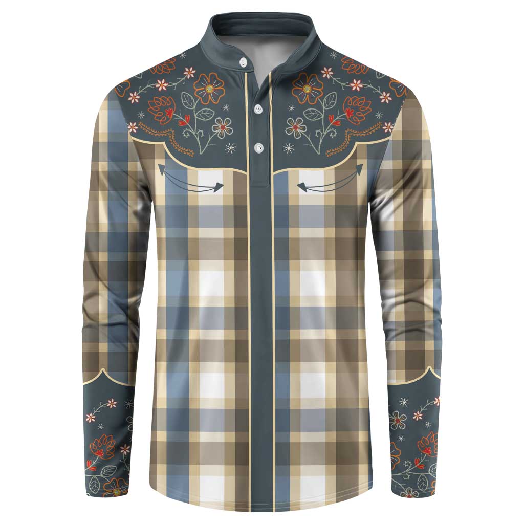 Vintage Western Flowers Yoke Shirt Style Button Sweatshirt Gingham - Wonder Print Shop
