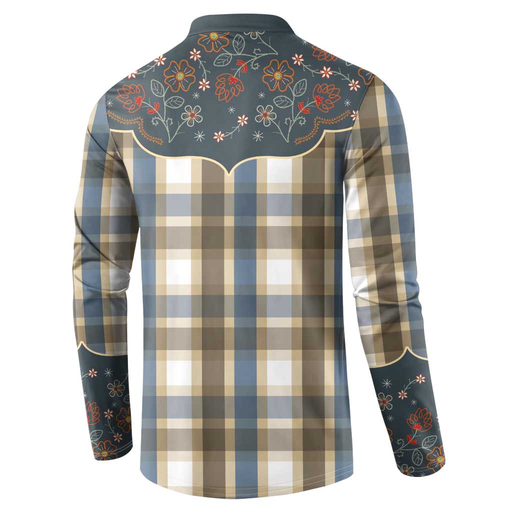 Vintage Western Flowers Yoke Shirt Style Button Sweatshirt Gingham - Wonder Print Shop