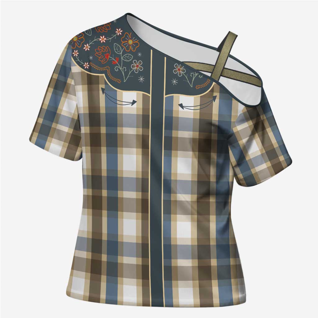 Vintage Western Flowers Yoke Shirt Style Cross Shoulder Shirt Gingham - Wonder Print Shop