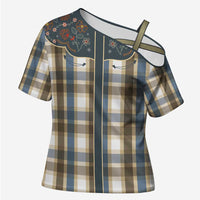Vintage Western Flowers Yoke Shirt Style Cross Shoulder Shirt Gingham - Wonder Print Shop