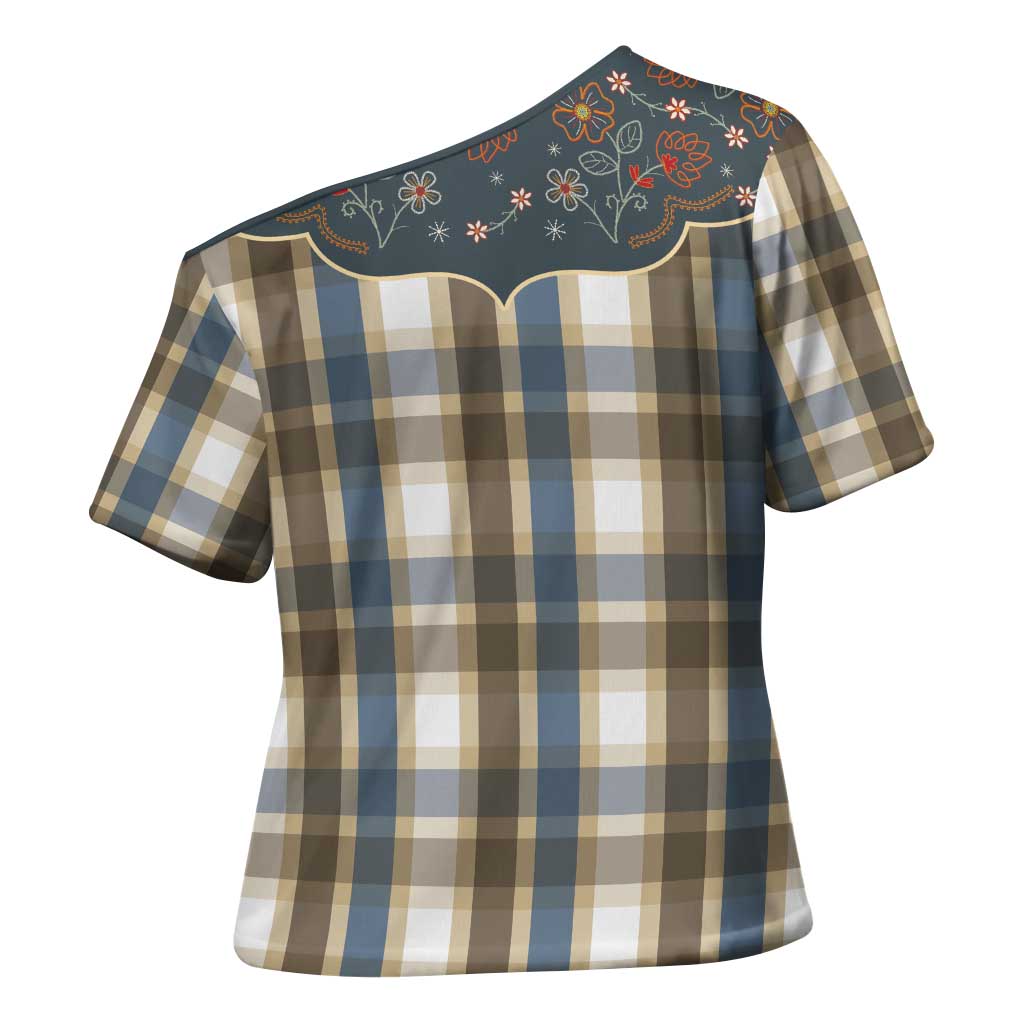 Vintage Western Flowers Yoke Shirt Style Cross Shoulder Shirt Gingham - Wonder Print Shop