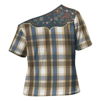 Vintage Western Flowers Yoke Shirt Style Cross Shoulder Shirt Gingham - Wonder Print Shop