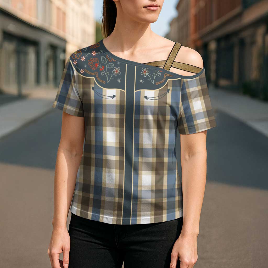Vintage Western Flowers Yoke Shirt Style Cross Shoulder Shirt Gingham - Wonder Print Shop