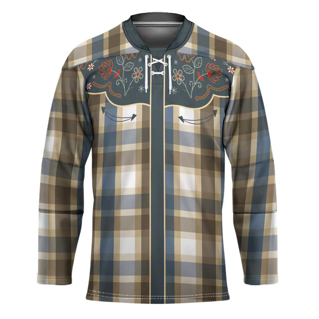Vintage Western Flowers Yoke Shirt Style Hockey Jersey Gingham - Wonder Print Shop